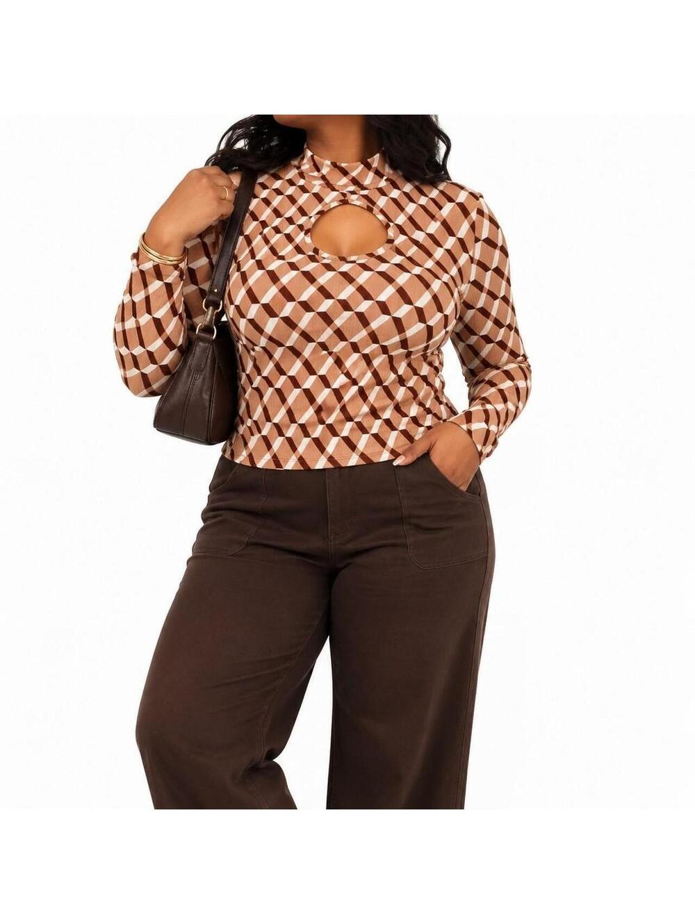 Retro Y2K Geometric Keyhole Top | Jolie & Joy 2X